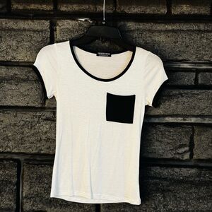 Fashion Nova Black and White Pocket Short Sleeve Shirt | Size XS | NWOT